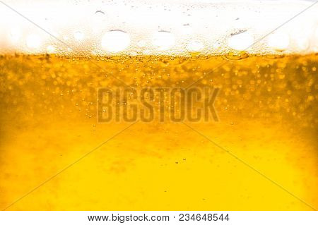 Abstract  Gold Color Beer Drink Background, With White Foaming Buble Texture, Alcohol Drink, Pub And