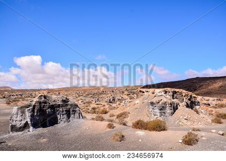 Spanish View Landscape In Lanzarote Tropical Volcanic Canary Islands Spain