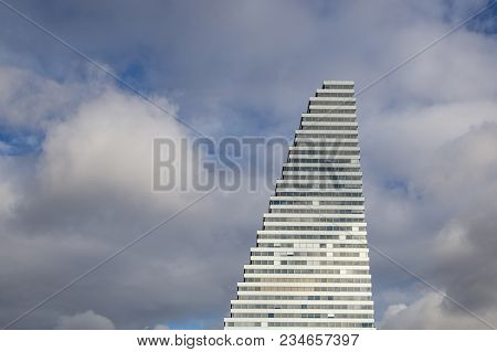 Basel, Switzerland - October 20, 2016: The Roche Tower At The Headquarters Of The Pharmaceutical Com