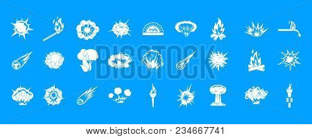 Fire Icon Set. Simple Set Of Fire Vector Icons For Web Design Isolated On Blue Background