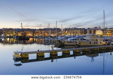 Athens, Greece - April 3, 2018: Evening View Of Zea Marina In Athens, Greece On April 3, 2018.