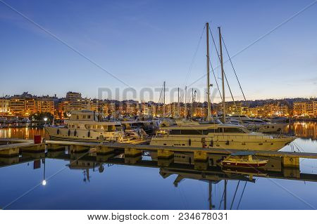 Athens, Greece - April 3, 2018: Evening View Of Zea Marina In Athens, Greece On April 3, 2018.