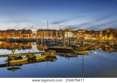 Athens, Greece - April 3, 2018: Evening View Of Zea Marina In Athens, Greece On April 3, 2018.