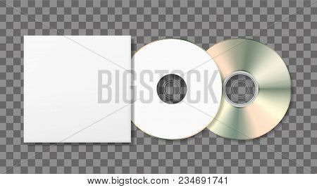 Blank Disk And Case Template. Blank Mockup On Dark Background. Graphic Design Element. Add Your Own 