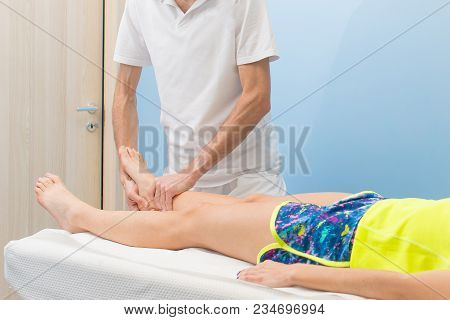 Physiotherapist Performs Treatment With Tecar Therapy In Spa