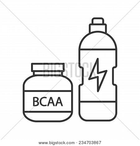 Bcaa Supplement Linear Icon. Whey Protein. Thin Line Illustration. Sports Nutrition. Contour Symbol.