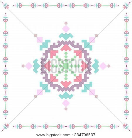 Cross Stich Pattern In Flat Style. For Textile, Print, Original Design. Vector Illustration