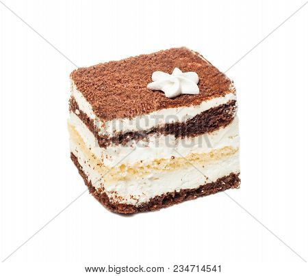 Very Tasty Tiramisu Cake Isolated Over White