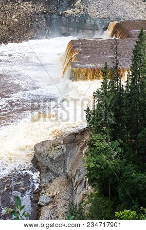 Hay River Louise Falls In The Twin Falls Gorge Territorial Park, Northwest Territories , Nwt, Canada