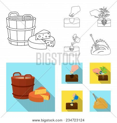 Garden, Ecology, Farmingand Other  Icon In Outline, Flat Style. Feed, Plot, Farmicons In Set Collect