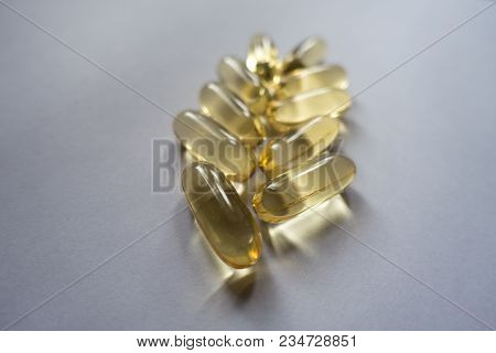 Big Capsules Of Fish Oil In A Shape Of Spike