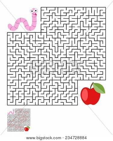 Labyrinth, Maze Conundrum For Kids. Entry And Exit. Children Puzzle Game. Help The Worm To Crawl To 