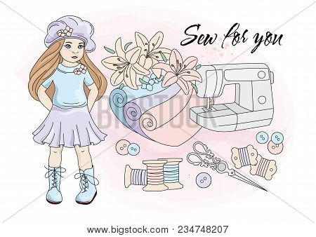 Sew For You (color Vector Illustration Set)