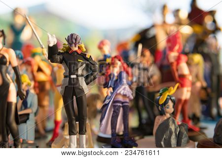 Yasothorn, Thailand - January 02, 2018:anime Figure In Secondhand Shop,anime Is A Popular Type Of An