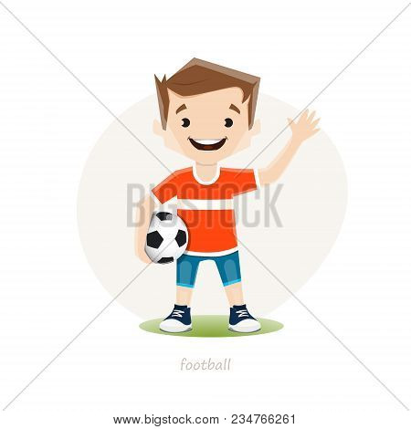 Vector Illustration Of Young Soccer Player Isoolated On White Background. Eps 10 File.