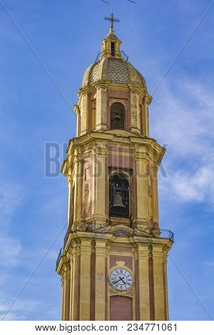 Bell Tower And Dome Of The Basilica Of San Gervasio E Protasio In Rapallo, Italy