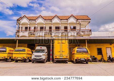 Phuket, Thailand - Dec 12, 2016: Dhl Courier Pick-up Cars Parked At A Dhl Office Shipment Facility I