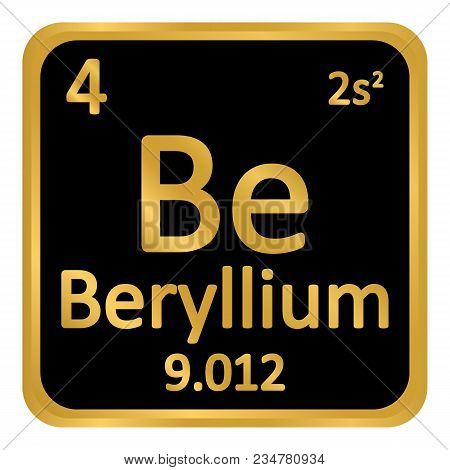 Periodic Table Element Beryllium Icon On White Background. Vector Illustration.