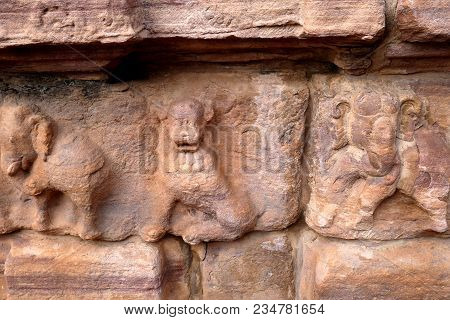 The Bas-reliefs Decorating An Architectural Complex In The City Of Aykhole Of The State Of Karnataka