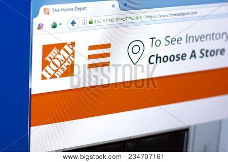 Ryazan, Russia - March 28, 2018 - Homepage Of The Home Depot Service On A Display Of Pc, Web Adress 