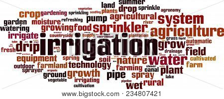 Irrigation Word Cloud Concept. Vector Illustration On White