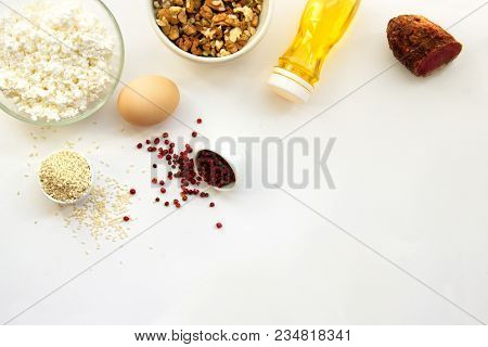 Products That Can Be Eaten With A Ketogenic Diet., Low Carb, High Good Fat. Concept Keto Diet For He