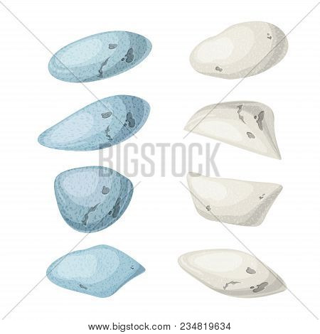 Vector Set Cartoon Illustration Stone And Nature Rocks, Boulders Object Isolated On A White Backgrou