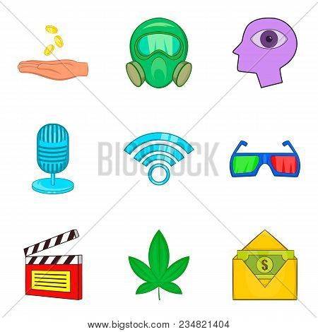 Net Game Icons Set. Cartoon Set Of 9 Net Game Vector Icons For Web Isolated On White Background