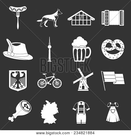 Germany Icons Set Vector White Isolated On Grey Background