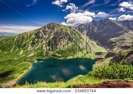 Beautiful View To Czarny Staw Gasienicowy In Polish Mountains