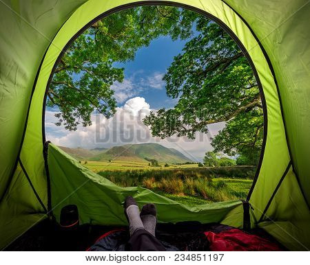 Camping In District Lake In Summer Near Buttermere