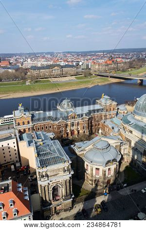 Dresden Aerial View, River Elbe And Academy Of Fine Arts