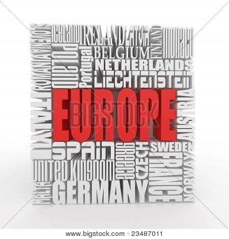 Europa. Boksen fra navnet på europæiske lande