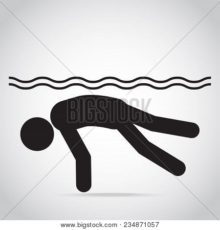 Drowning Warning Sign Icon Vector Flat Illustration