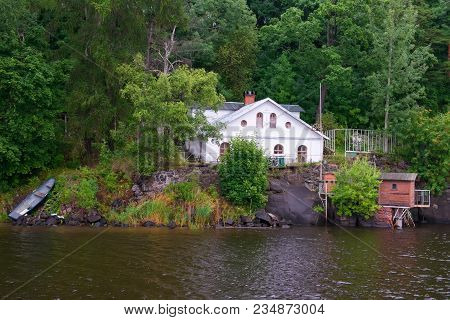 Russia, Island Valaam - August 18, 2017: Spaso-preobrazhensky Valaam Stauropegial Monastery, Water H