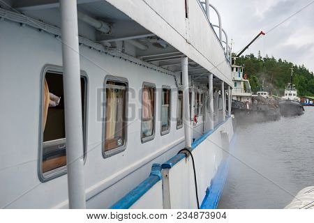 Russia, Island Valaam - August 18, 2017:  Floating Hotel 