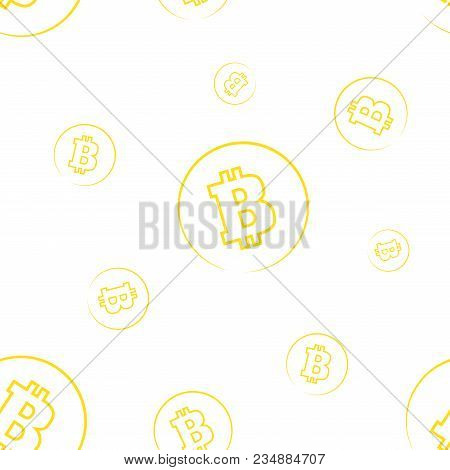 Seamless Vector Pattern With Bitcoin Logo. Background For Website