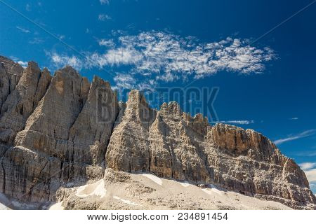 Spectacular Mountain Ridge. Brenta Dolomites Are Unesco World Heritage Site.