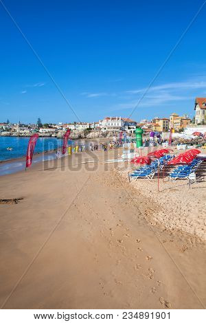 Cascais, Portugal - September 24 . 2017 . View Of A Beach In The Touristic Village