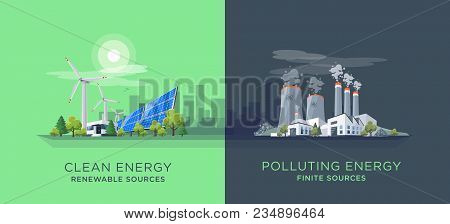 Comparing Clean And Polluting Energy Power Stations