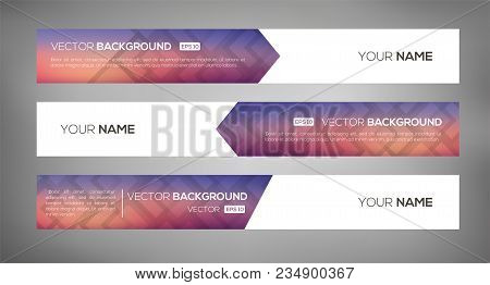 Abstract Banners Set. Gradient And Rhomb Texture. Vector