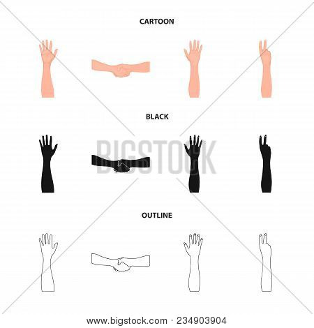 Sign Language Cartoon, Black, Outline Icons In Set Collection For Design.emotional Part Of Communica