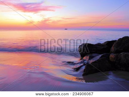 Sunrise At The Blue Hour On The Beach Near Boca Raton, Florida