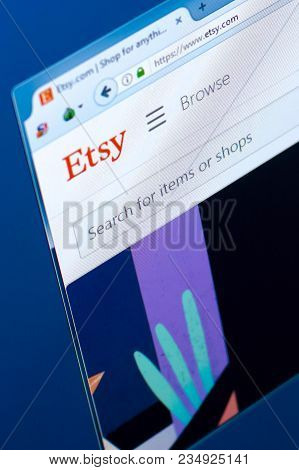 Ryazan, Russia - March 28, 2018 - Homepage Of Etsy Marketplace On The Display Of Pc, Web Address - E