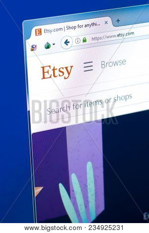 Ryazan, Russia - March 28, 2018 - Homepage Of Etsy Marketplace On The Display Of Pc, Web Address - E