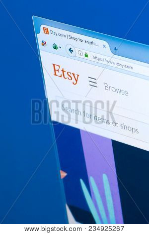 Ryazan, Russia - March 28, 2018 - Homepage Of Etsy Marketplace On The Display Of Pc, Web Address - E
