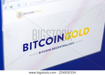 Ryazan, Russia - March 29, 2018 - Homepage Of Bitcoin Gold Cryptocurrency On Pc Display, Web Address