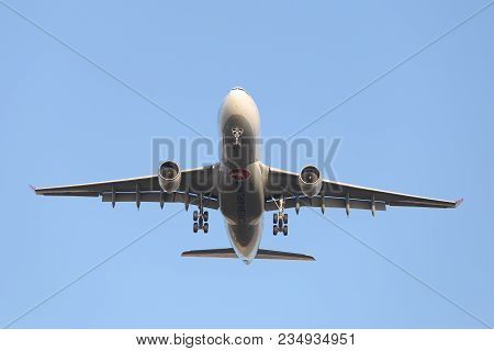 Istanbul, Turkey - January 07, 2018: Turkish Airlines Airbus A330-223 (cn 949) Landing To Istanbul A