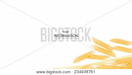 Macaroni Of Spaghetti Feathers Pattern On A White Background, Top View