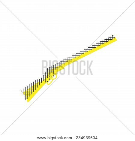 Hunting Rifle Icon Illustration. Silhouette Gun. Vector. Yellow Icon With Square Pattern Duplicate A